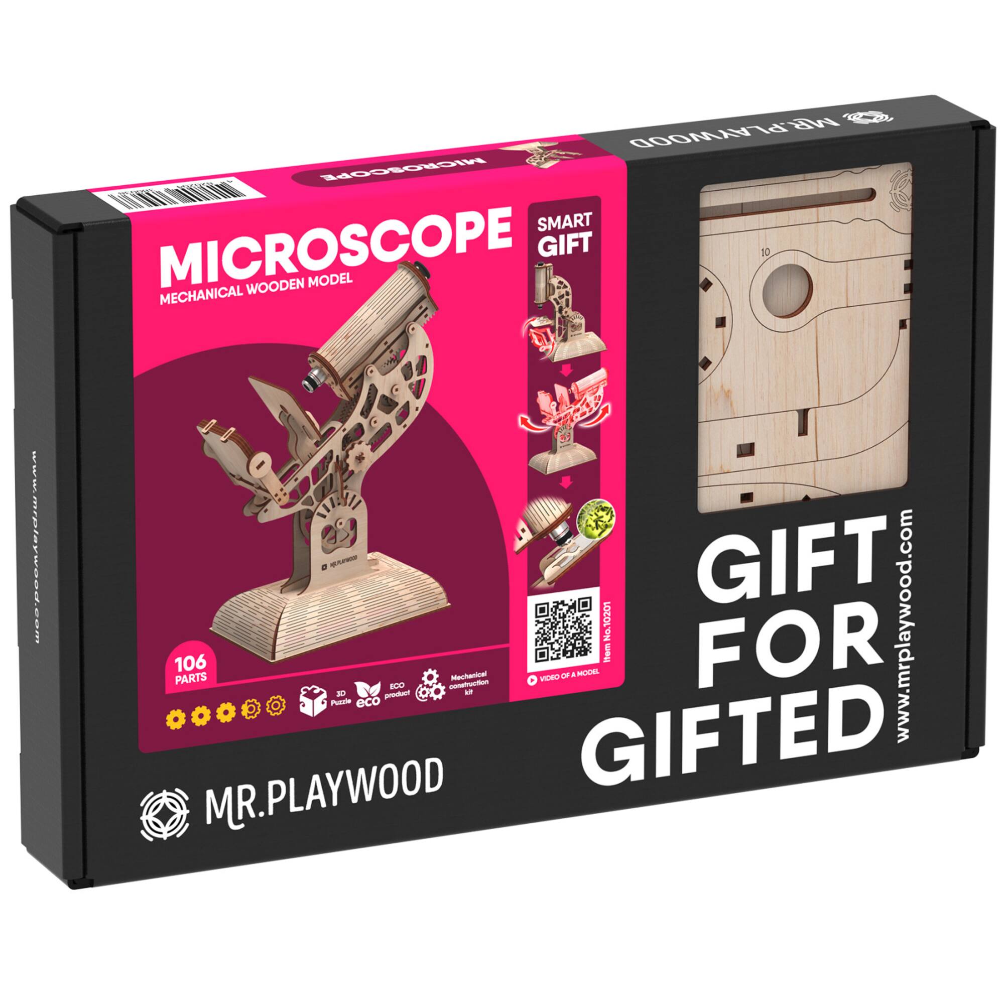 Mr. Playwood Microscope Mechanical 3D Wooden STEM Model Kit